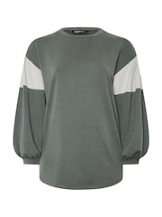 Yours Curve Grey Colour Block Sleeve Sweatshirt - Image 5 of 5