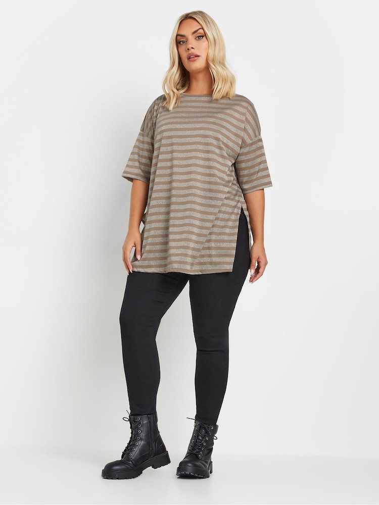 Gris - Yours Curve Striped Metallic Top - Imagen 2 de 5 Gris - Yours Curve Striped Metallic Top - Imagen 2 de 5