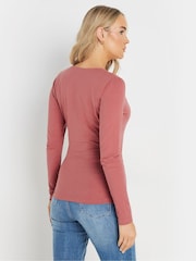 Long Tall Sally Pink Long Sleeve Cotton Wrap Top - Image 3 of 5