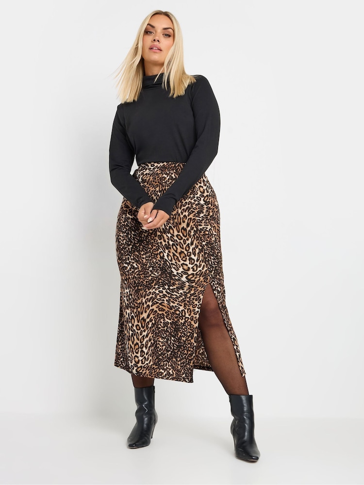 Yours Curve Leopard Print Structured Skirt - Image 2 of 5 Yours Curve Leopard Print Structured Skirt - Image 2 of 5