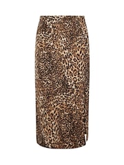 Yours Curve Natural Leopard Print Structured Skirt - Image 5 of 5