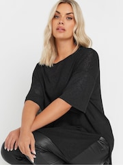 Yours Curve Black Textured Top - Image 4 of 5