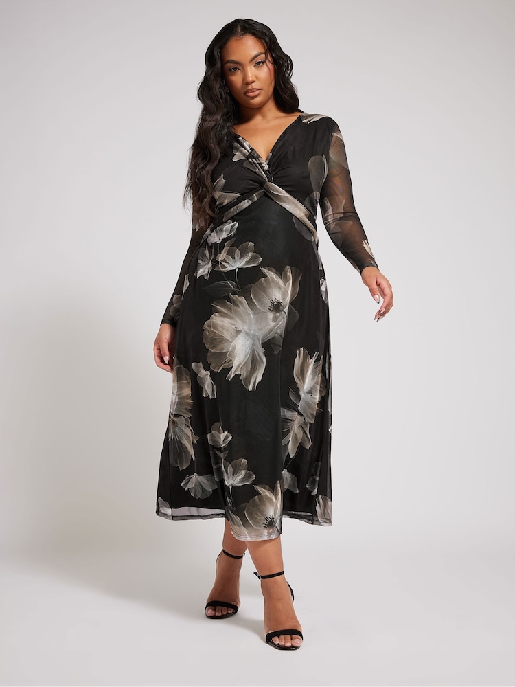Бежевый - Yours Curve London Twist Front Mesh платье макси - Image 1 of 4