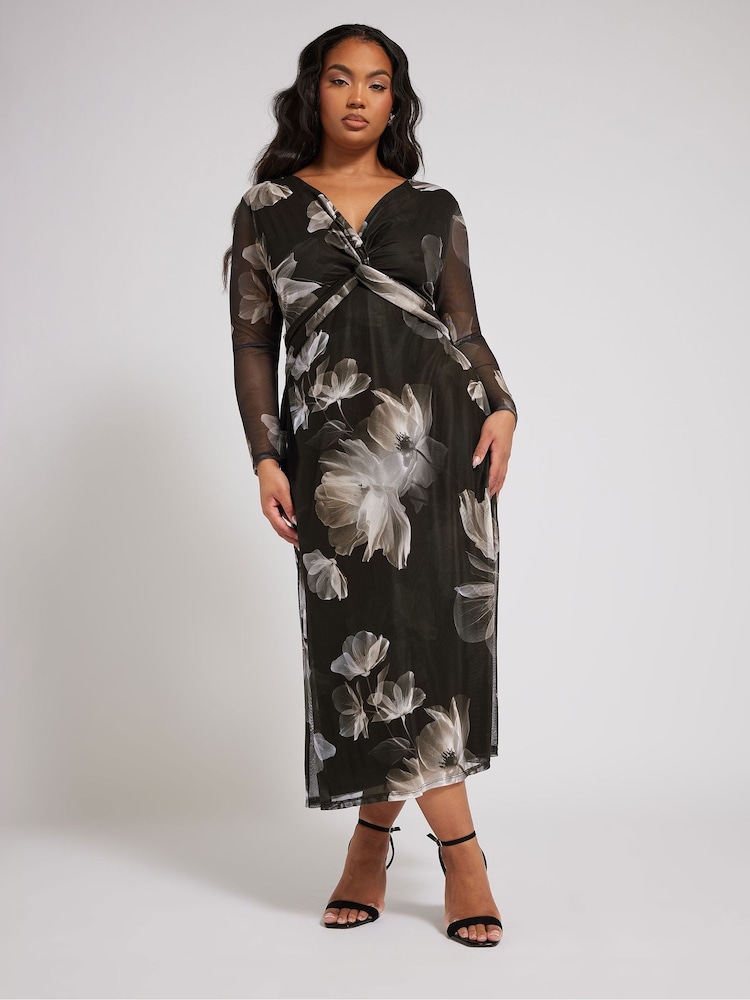 Бежевый - Yours Curve London Twist Front Mesh платье макси - Image 2 of 4