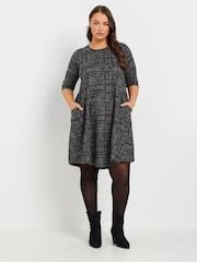Yours Curve Dark Grey Check Print Mini Dress - Image 1 of 5