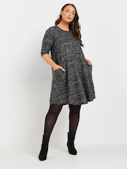 Yours Curve Dark Grey Check Print Mini Dress - Image 2 of 5