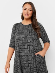 Yours Curve Dark Grey Check Print Mini Dress - Image 4 of 5