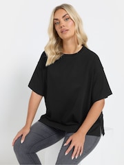 Yours Curve Black Heavy Weight Box 100% Cotton T-Shirt - Image 4 of 5