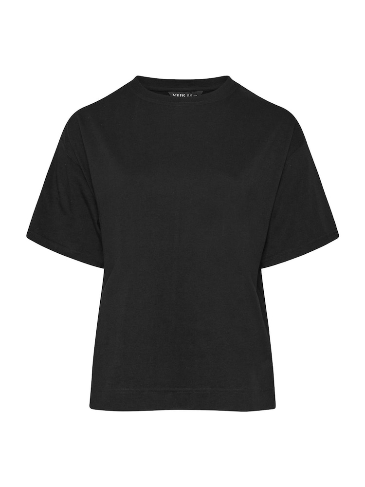 Yours Curve Black Heavy Weight Box 100% Cotton T-Shirt - Image 5 of 5