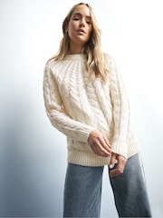 Long Tall Sally Natural Cable Knitted Jumper - Image 4 of 6