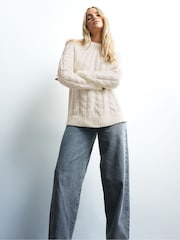 Long Tall Sally Natural Cable Knitted Jumper - Image 5 of 6