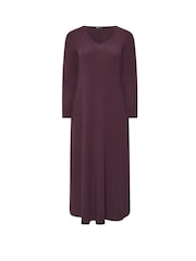 Yours Curve Purple Flared Ribbed Dress - Image 5 of 5
