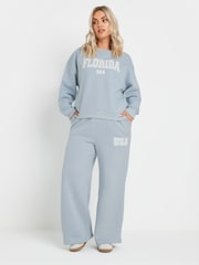 Yours Curve Blue Florida USA Wide Leg Joggers - Image 2 of 5