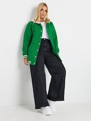 Yours Curve Green Varsity Hooded Jacket - Image 3 of 6