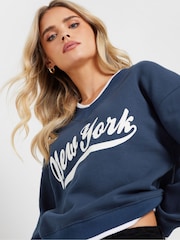 PixieGirl Petite Blue Brooklyn Rugby Sweatshirt - Image 2 of 5