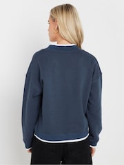 PixieGirl Petite Blue Brooklyn Rugby Sweatshirt - Image 4 of 5