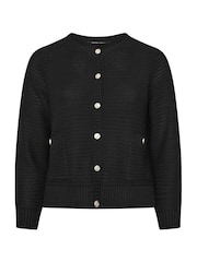Negro - Yours Curve Button Thru Cardigan - Imagen 4 de 4