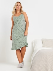 Yours Curve Green Dash Print 100% Cotton Chemises 2 Pack - Image 2 of 8
