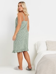 Yours Curve Green Dash Print 100% Cotton Chemises 2 Pack - Image 3 of 8