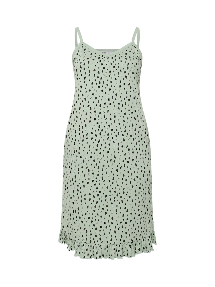 Yours Curve Green Dash Print 100% Cotton Chemises 2 Pack - Image 7 of 8