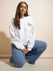 Yours Curve White Barcelona Backprint Sweatshirt - Image 2 of 6