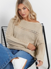 Yours Curve Natural Batwing Smiling Yarn Jumper - Image 2 of 6
