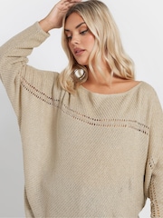 Yours Curve Natural Batwing Smiling Yarn Jumper - Image 5 of 6