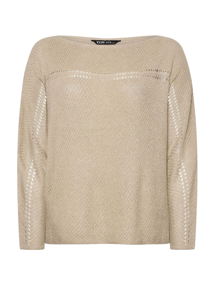 Yours Curve Natural Batwing Smiling Yarn Jumper - Image 6 of 6