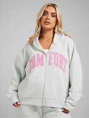 Yours Curve Grey Limited Comfort Zip Hoodie - Image 1 of 4