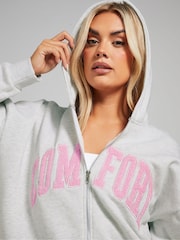 Yours Curve Grey Limited Comfort Zip Hoodie - Image 4 of 4