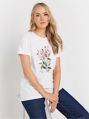 Long Tall Sally White Placement Print 100% Cotton T-Shirt - Image 1 of 5
