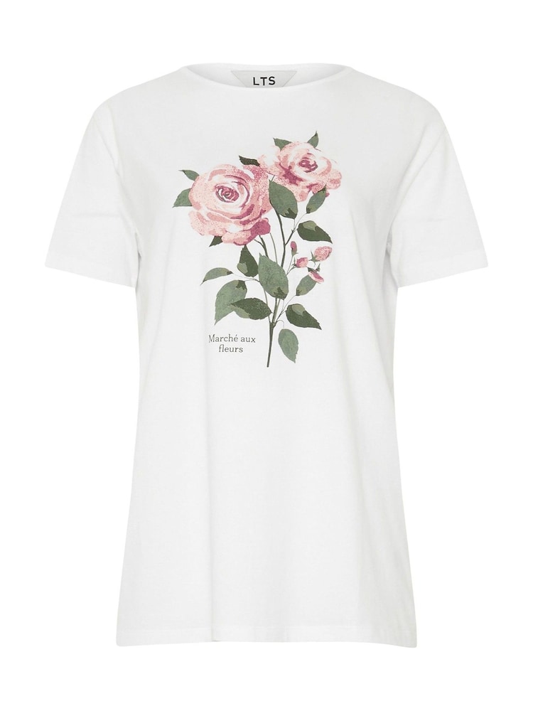 Long Tall Sally White Placement Print 100% Cotton T-Shirt - Image 5 of 5