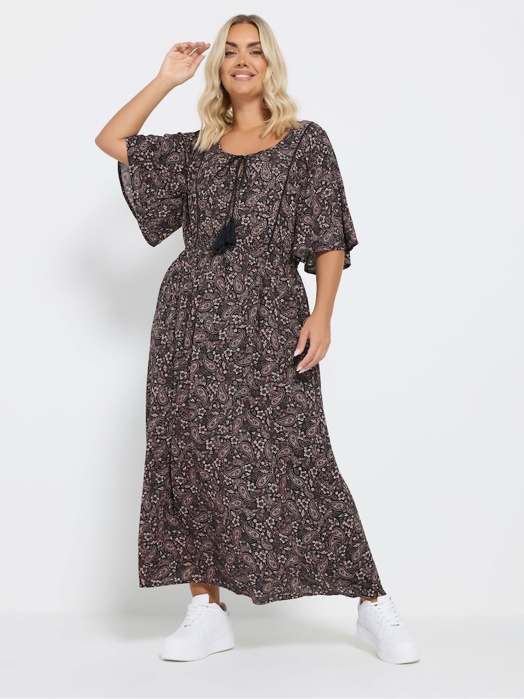 Yours Curve Natural Paisley Boho Dress - Image 1 of 5