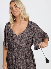 Yours Curve Natural Paisley Boho Dress - Image 4 of 5