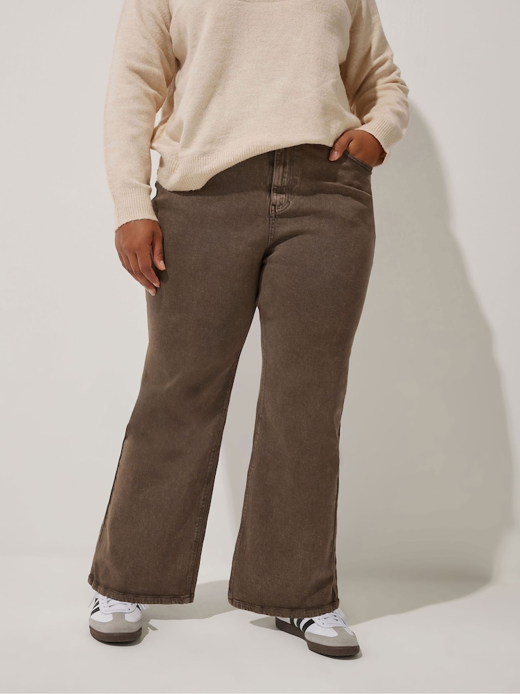 Yours Curve Brown Limited Straght Leg Jeans - Image 1 of 6