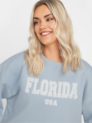 Yours Curve Blue Florida Sweatshirt - Image 4 of 5