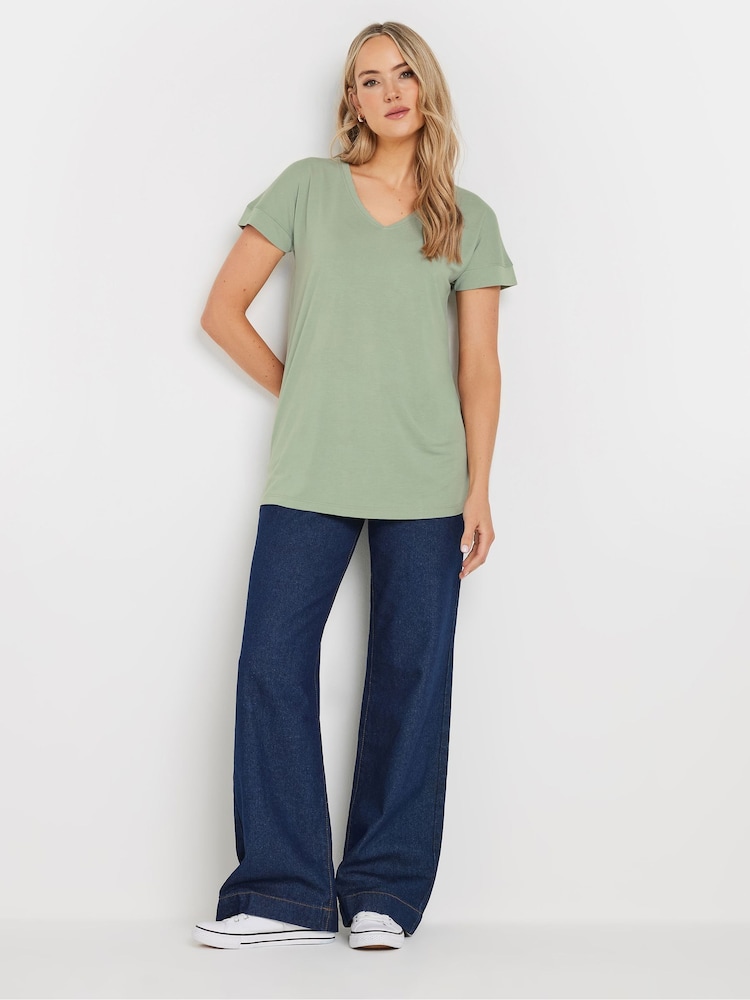 Long Tall Sally Green Premium Modal V-Neck T-Shirt - Image 2 of 5