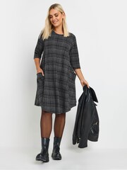 Yours Curve Grey Check Print Mini Dress - Image 2 of 5