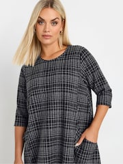 Yours Curve Grey Check Print Mini Dress - Image 4 of 5