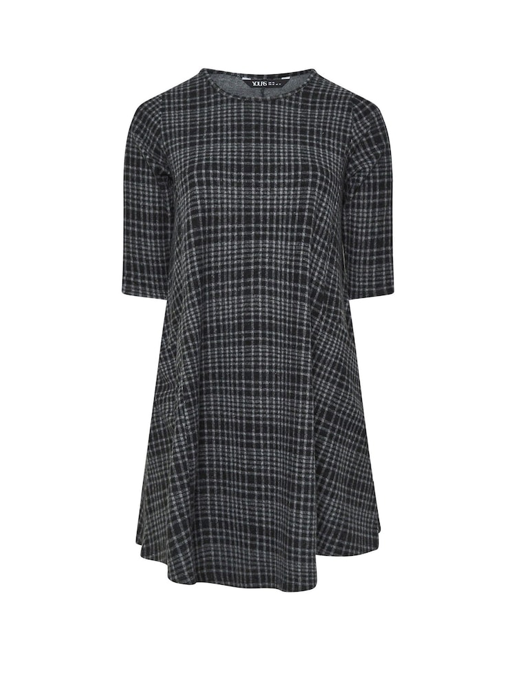 Yours Curve Grey Check Print Mini Dress - Image 5 of 5