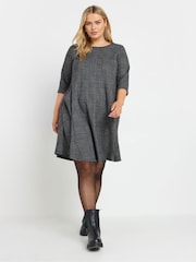 Yours Curve Aqua Grey Check Print Mini Dress - Image 1 of 5