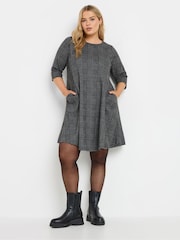 Yours Curve Aqua Grey Check Print Mini Dress - Image 4 of 5