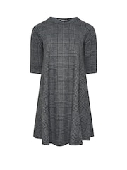Yours Curve Aqua Grey Check Print Mini Dress - Image 5 of 5