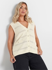 Yours Curve Natural Button Through Waistcoat - Image 1 of 5