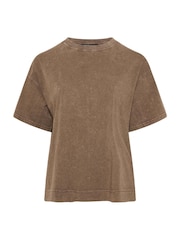 Yours Curve Brown Heavy Weight Box 100% Cotton T-Shirt - Image 5 of 5