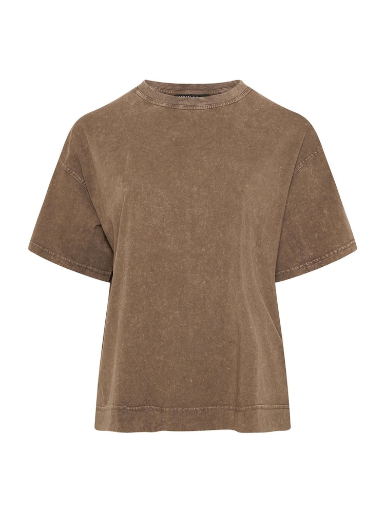 Yours Curve Brown Heavy Weight Box 100% Cotton T-Shirt - Image 5 of 5