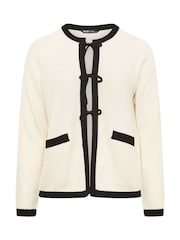 Yours Curve Natural Contrast Tie Front Knitted Cardigan - Image 5 of 5