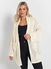 Yours Curve Natural Fringe Cardigan - Image 1 of 5