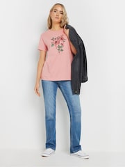 Long Tall Sally Pink Placement Print 100% Cotton T-Shirt - Image 1 of 5