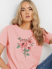 Long Tall Sally Pink Placement Print 100% Cotton T-Shirt - Image 4 of 5